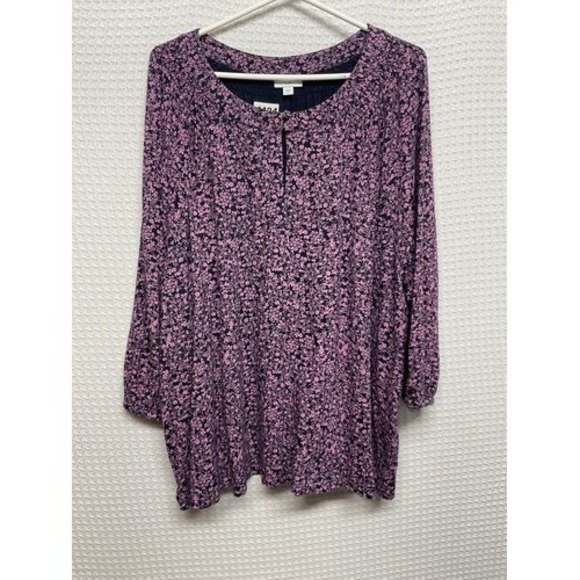 J. Jill Tops - J. Jill Pink Ditsy Floral 3/4 Sleeve Peasant Tunic Top Women 3X India